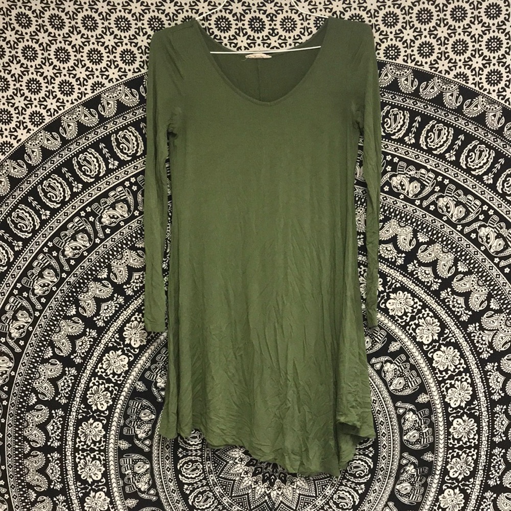 Long Sleeve Olive Green Dress